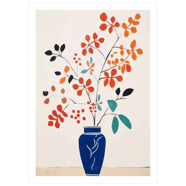 Blue Vase Floral Art - Peintio