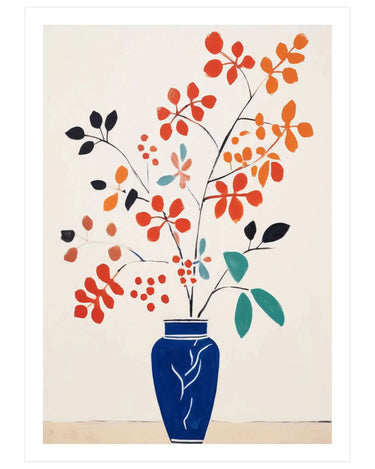 Blue Vase Floral Art - Peintio