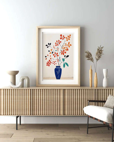 Blue Vase Floral Art - Peintio
