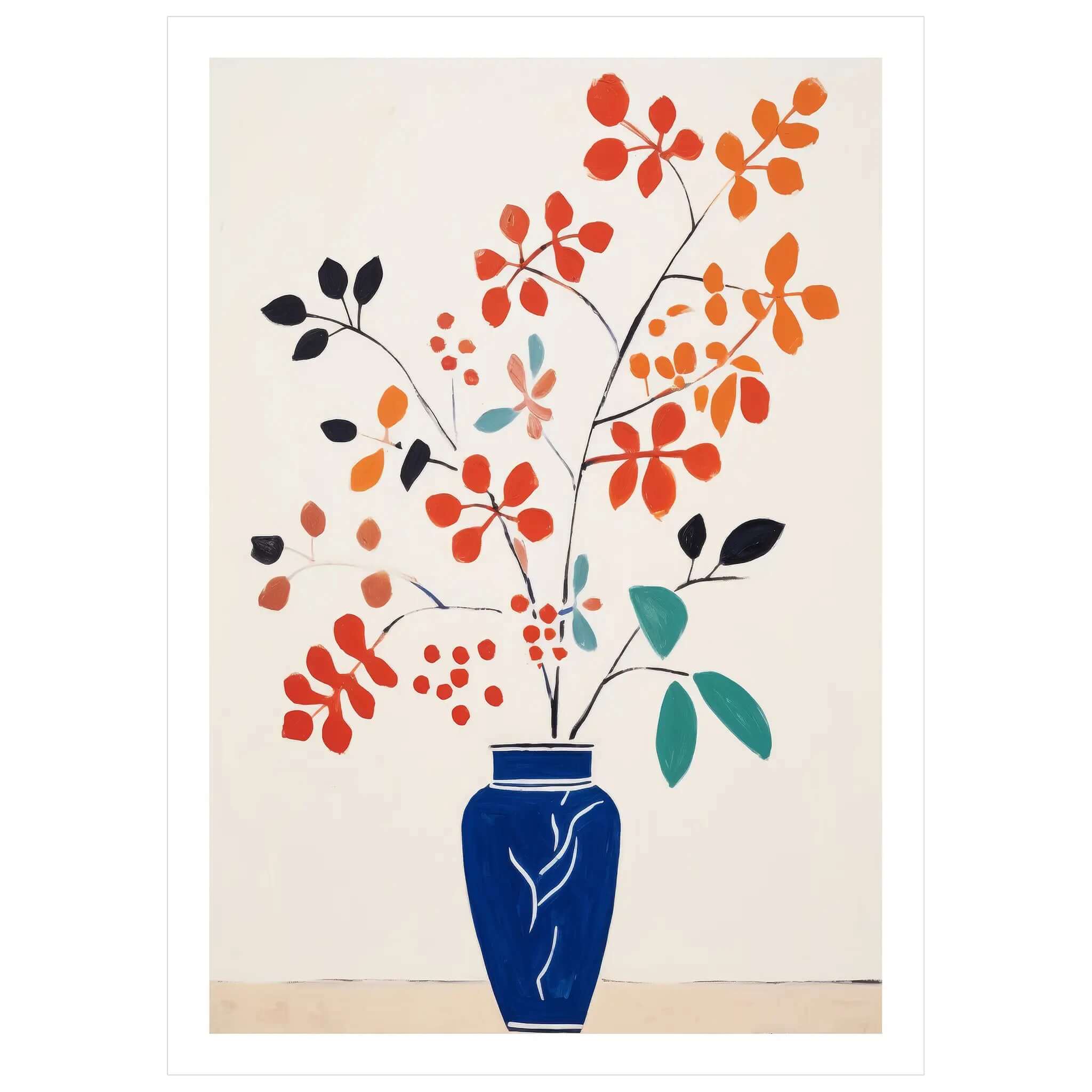 Blue Vase Floral Art - Peintio