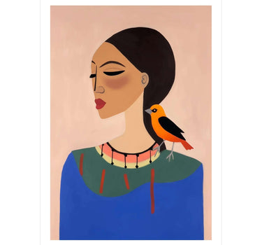 Modern Muse with Bird - Peintio