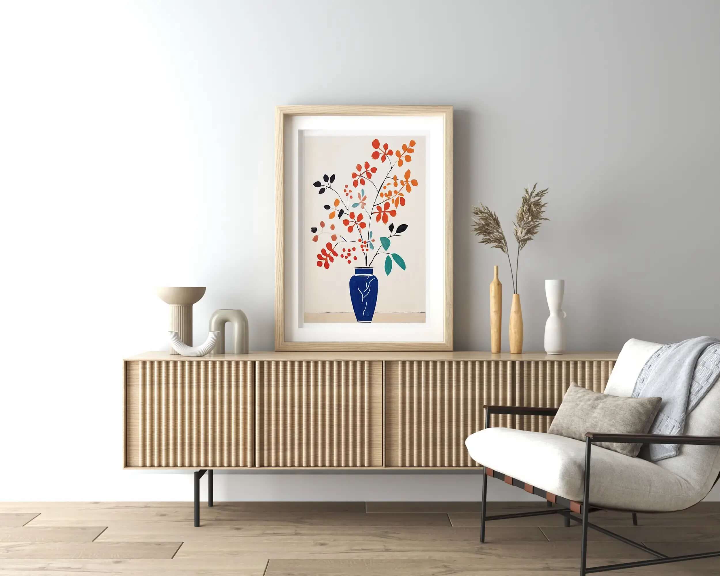 Blue Vase Floral Art - Peintio