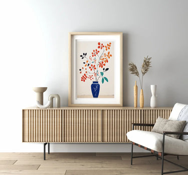 Blue Vase Floral Art - Peintio