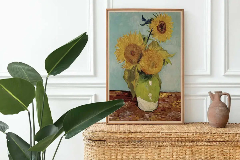Vincent van Gogh - Vase with Three Sunflowers - Peintio